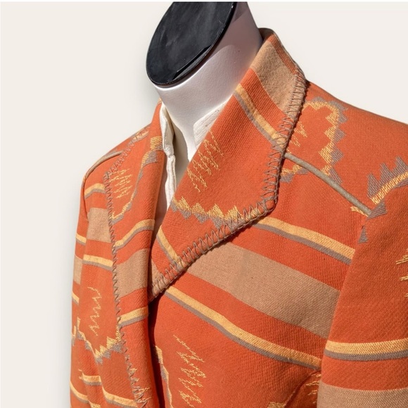 Coldwater Creek  Orange Southwestern Aztec Blazer Fitted Jacket 12 Petite EUC - Picture 1 of 15